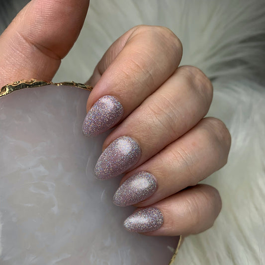 Premium Press-On Nails – „Silver Sparkle” Edition